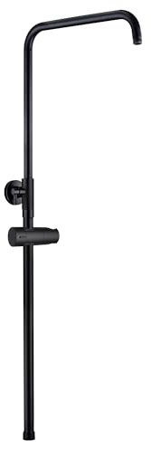 JOHO Edelstahl Duschstange, Steigrohr, Duschsystem Zubehör, Wandstange für Regendusche, Duschsäule 69-111cm verstellbar, Schwarz