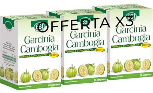 ÈSI Garcinia Cambogia Integratore Alimentare - 60 Compresse per Confezione - 3 Pack (180 Compresse Totali) | Controllo Peso e Metabolismo | Estratto Naturale ad Alta Concentrazione di HCA, Vegan
