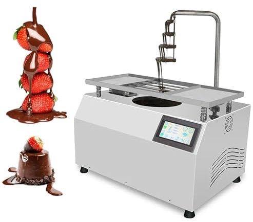 Commercial 1KW Chocolate Tempering Machine, 7L Stainless Steel Chocolate Fountain with Auto Dispenser & Vibrating Table, Chocolate Melter for Coffee Shops, Cafeterias, Bars