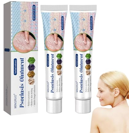 MINGRUO 2pcs Psoriasis Cream, Crema para Eczema y Psoriasis, Crema Antifúngica, Tratamiento Eficaz Contra la Tiña el eccema Aliviar el Picor Enrojecimiento de las Irritaciones