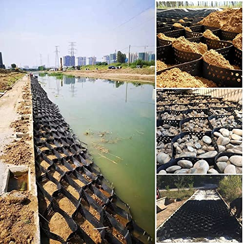 Garden Retaining Wall Grid Bodengitter, durchlässiges Stabilisierungsgitter for Kiesterrassen, Gehwege, Schuppenfundamente, Einfahrten for leichte Fahrzeuge, Rasen auf Parkplätzen(6x10m/19.7x32.8ft)