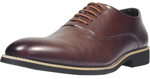 zpllsbratos Zapatos de Vestir Hombres Oxford Derby Zapatos de Cordones Traje Formal Oficina Boda Comercio Clásico(Marrón,40)