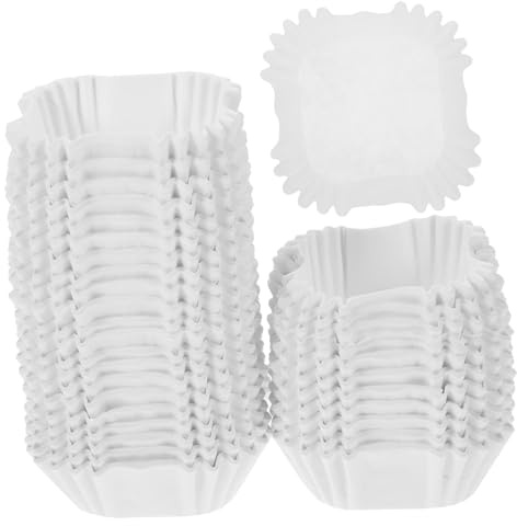 DECOMELODY 1000 pezzi Pirottini Quadrati in Carta Bianca per Muffin e Cupcake da Monoporzione per Dolci da Forno per Feste Matrimoni e Shower