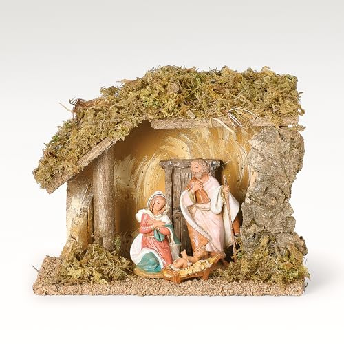 Fontanini by Roman 3.5 Scale Nativity Set with Italian Stable – 3-Piece Holy Family Scene, Hand-Painted Figures, Made in Italy