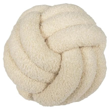 XIUsheUA Cuscino annodato a mano Cuscino a forma di palla annodata intrecciata a mano, decorazione for la casa, cuscino for divano in velluto agnello(Beige,Diameter 28cm)