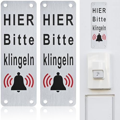 NISENTIA Lot de 2 plaques de sonnette autocollantes - 5 x 15 cm - En aluminium - Personnalisable - Accessoire pour porte d'entrée