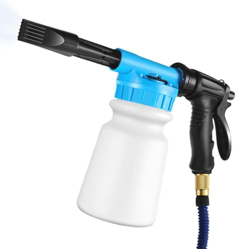 Pistola de espuma para manguera de agua, pistola de espuma de jardín, dispositivo pulverizador de espuma de 1 litro, jabón a presión, para interiores y exteriores