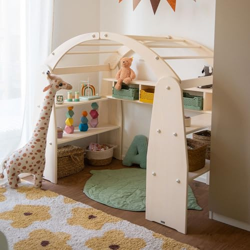 BioKinder Spielhaus Anna Spielständer Kaufmannsladen aus zertifiziertem Massivholz 159 x 88 x 129,5 cm