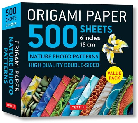 Origami Paper 500 sheets Nature Photo Patterns 6 (15 cm) /anglais: Tuttle Origami Paper: Double-Sided Origami Sheets Printed with 12 Different Designs (Instructions for 6 Projects Included)