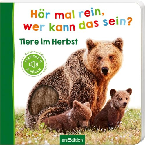 Hör mal rein, wer kann das sein? – Tiere im Herbst: Streicheln und hören | Hochwertiges Pappbilderbuch mit 5 realistischen Sounds und Fühlelementen für Kinder ab 6 Monaten