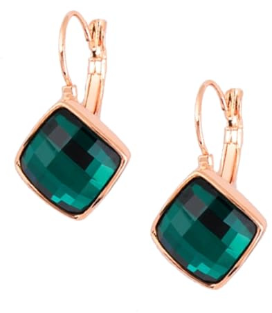 Crystalline Azuria Damen 18ct Rose oder Weiß Vergoldet Rhombus Quadrat mit Kristalle Haken Ohrhänge für Damen und Mädchen