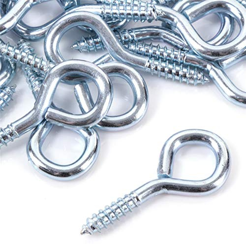 White Hinge Limited Pack of 100 Metal 40mm Screw Eyes - Heavy Duty Loop/Vine/Hoop/Frame Eye Hooks