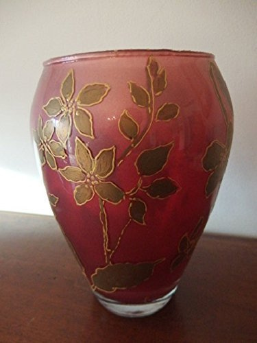 Vaso portafiori in vetro artistico, dipinto a mano con decorazioni natalizie.