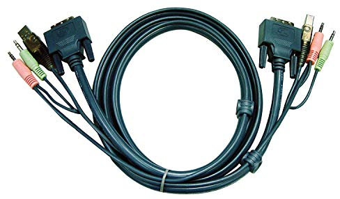 ATEN Câble KVM 3 m. Dvi-USB W/Audio et Micro intégrés