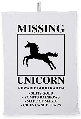 Hippowarehouse Missing unicorn Tea Towel Eco Printed Dish Cloth Kitchen accessory 50cmx70cm 100% Cotton