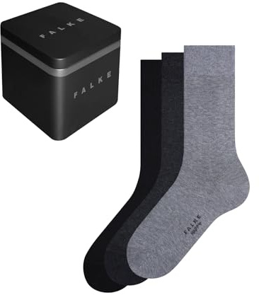 FALKE Happy Box Uni Multipack M So coton unies lot de 3 paires, Chaussettes Homme, Multicolore Black Grey Mix 0010, 39-42