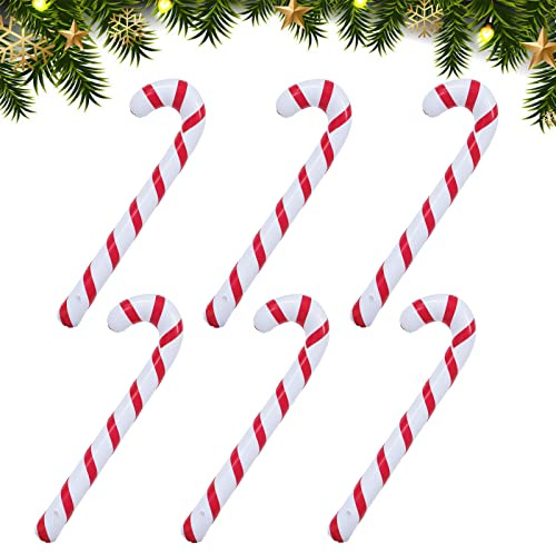 Homo Trends 6Pcs Aufblasbare Zuckerstangen, 90CM Riesen Zuckerstangen Neuheit Großer Zuckerstab Aufblasbar für Weihnachtsdekoration