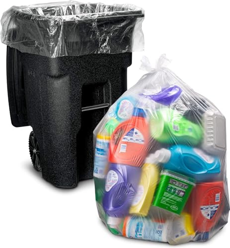 20 x transparente Recyclingbeutel 100 Liter Fassungsvermögen Müllbeutel Große Müllsäcke Transparente Recyclingbeutel
