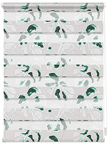 Lichtblick Doppelrollo Klemmfix ohne Bohren mit Motiv, Monstera - Schwarz, Blickdicht, Made in Germany, Klemmträger, Julia Schumacher 70 cm x 150 cm (B x L)