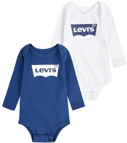 Levi's Lhn Ls 2pk Batwing Bodysuit Se SET IN SCATOLA Unisex - Bimbi 0-24 (Pacco da 2)