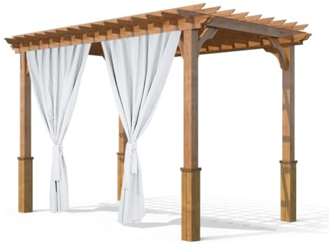 Grand Filippo Gardine 150x250 cm Weiß - Outdoor Vorhang Wetterfest mit ösen - Langlebige und Wetterfeste Sonnenblende - Gardine mit Stahlseil Set - Vorhänge für Aussenbereich