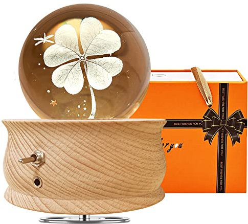 JOIENDY 3D Boule en Verre, boîte de Musique rotative à 360° Lampes en Verre lumière Nocturne, Lampe de Nuit avec Projection Meilleur Cadeau pour Noël Saint Valentin, fête des mères et des Chien