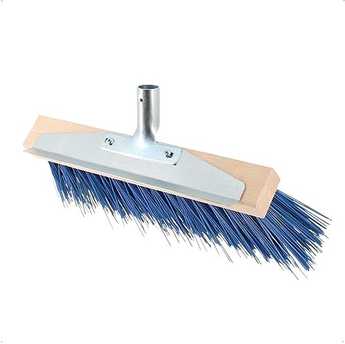 Rekord - Winterbesen 35 cm - Allwetterbesen mit Metall-Kratzleiste | Stabiler Kehrbesen mit blauen Elaston-Borsten und Metallhalter, idealer Besenkopf für groben Schmutz im Außenbereich