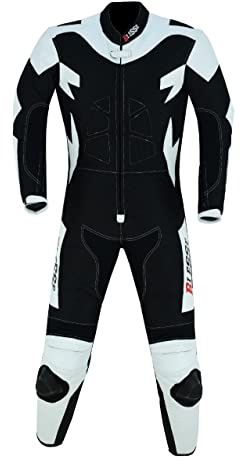 BI ESSE - MINIMOTO Baby professionell läder och tyg jumpsuit, komplett med CE-skydd(vit svart, S (8 år))