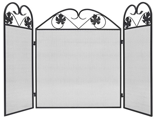 MOONAIRY 3-TLG. Funkenschutzgitter, Kaminschutzgitter, Kamingitter, Kaminofen Schutzgitter Kinder, Kamingitter Kinderschutz, Kamin Schutz Kinder, Schutzgitter Für Kaminofen, Eisen Schwarz