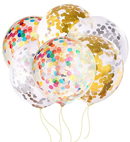 XiXiRan 6pcs Riesenluftballons gross 90cm, Latex Ballons 36 Zoll, ballon Gross Durchsichtig, XXL Ballon Beige, Luftballon glitzer Gold/Silber/Bunt