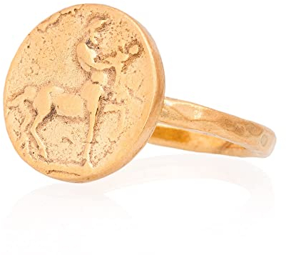 Centaur-Münzring, antiker römischer Münzring, Signet-Münzring. 24K vergoldeter antiker griechischer Silberring. Münzring aus 925er Sterlingsilber.