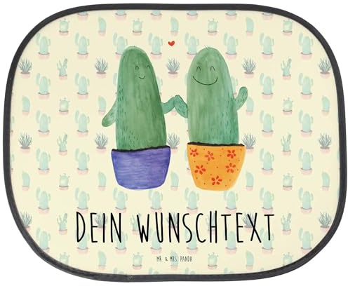 Mr. & Mrs. Panda Personalisierbarer Sonnenschutz Auto Kaktus Liebe - Personalisierte Geschenke, Trennung, Sonne Wunschnamen, Hochzeit, UV Schutz, Freundschaft, Kakteen, Autofenster Selbst Gestalten