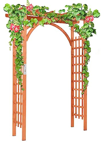 COSTWAY Rosenbogen Holz, Gartenbogen für Kletterpflanzen, Torbogen, Rankhilfe, Rankgitter, Rankbogen für Garten, Hochzeit, Party