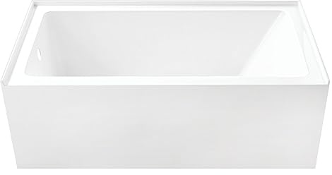 Aqua Eden VTAP6031L22T 60-Inch Anti-Skid Acrylic 3-Wall Alcove Tub with Left Hand Drain Hole, Glossy White