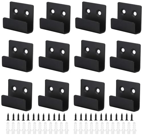 Keramikfliesen Wandhaken 12STK - Wandhaken Halterung Display mit Schrauben - Kaltgewalzter Stahl Schwerlast Haken Wand für Spiegel & Bilder - Schwarz, 11mm Innenbreite