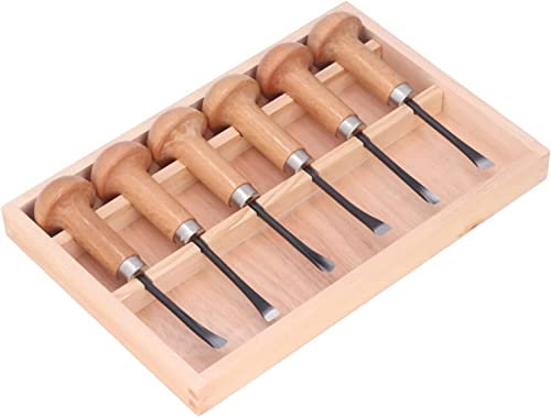 Samnuerly Juego de cinceles para tallar Madera de 6 Piezas, Mango para tallar Madera de Haya, Herramientas de cincel para tallar Madera, Inserto de Acero DIY para Carpintero