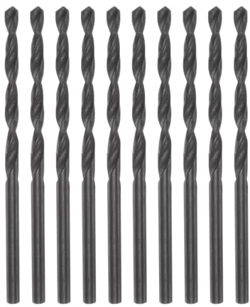 sourcing map 10pcs Jobber Drill Bits 3mm (3/25) Nitride Coated High Speed Steel (HSS) 4241 Twist Drill Bits for Stainless Steel Copper Aluminum Alloy Metal Wood Plastic, Black