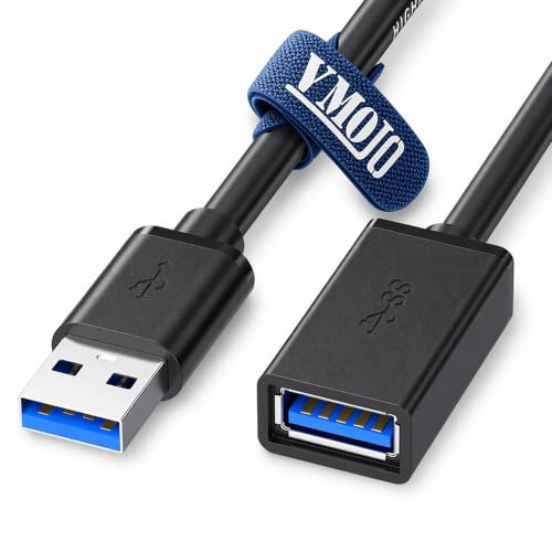 VMOJO USB 3.0 Extension Cable 0.5 m | SuperSpeed 5 Gbps | Type A Male to Female | Knot-Free | Compatible with PS5, Xbox, USB Drives