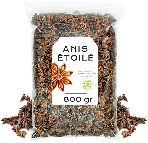 Anís Estrellado Entero Infusión 800g | Con Propiedades Digestivas y Carminativas, Destaca por su Intenso Aroma Dulce y su Característico Sabor Anisado.