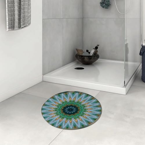 OHAGS Alfombra de Baño Antideslizante,Ducha Microfibra Suave,Aqua Blue Menta Verde Negro Palo Giro telón de Fondo diseño patrón Plum,Alfombrillas Lavable en la Lavadora,Súper Absorbente,60x60 CM