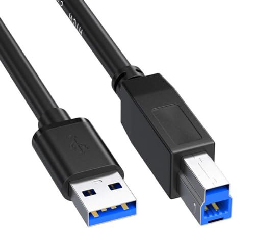 VMOJO USB 3.0 Kabel A-auf-B 1,5m, SuperSpeed 5 Gbit/s Stecker-zu-Stecker | SuperSpeed USB 3.0 5 Gbit/s, Geschirmt mit Alufolie & Geflecht, Vernickelte Präzisions-Stecker, 1,5m für HDD & Scanner