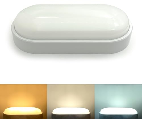 YJY LIGHT LED Kellerleuchte 14W 1600LM 3000K-6000K IP54 Feuchtraumleuchte | 14W 1600LM, CCT 3000K/4000K/6000K, IP54 Wasserfest, 210x105x48mm, 10-15m², Einfache Montage