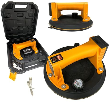 Ventosa a Batteria 8 200mm per Sollevamento Piastrelle Vetro Marmo Capacità di Carico Max 150KG con Display Digilate Ventosa Sollevatore in Valigetta