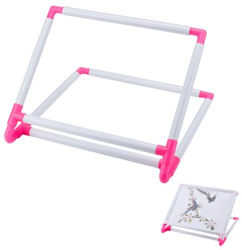 FINGERINSPIRE Telaio universale per ricamo in plastica, rosso scuro e bianco, telaio per ricamo, punto croce, accessori per cucito per la casa