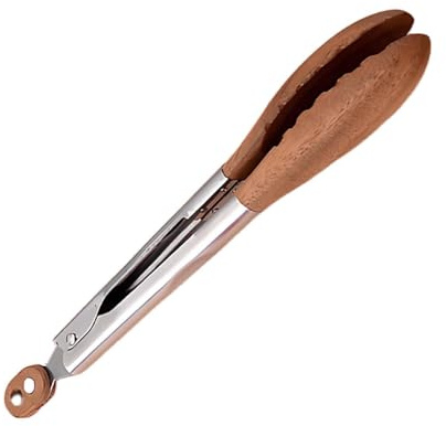 VZU Premium kökstång av trä och rostfritt stål, 30 cm trätång, värmebeständig, antibakteriell, lätt skötsel, perfekt för matlagning, grillning och servering, naturligt valnötsträ