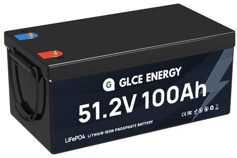 GLCE ENERGY 48 Volt 100Ah LiFePO4-Akku, Deep Cycle Batterien, integriertes 100A BMS, 300A/5S Spitzenentladung, 6000+ Zyklen, perfekt für Solarsystem & Off-Grid