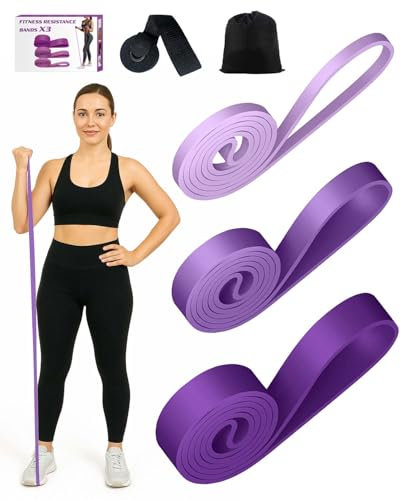 Zumhigh Fascia Elastica Fitness con 3 Livelli di Resistenza Bande Elastiche per Allenamento, Yoga e Pilates, Include Ancoraggio per Porta e Borsa Trasporto, Realizzata in Lattice Naturale 100%