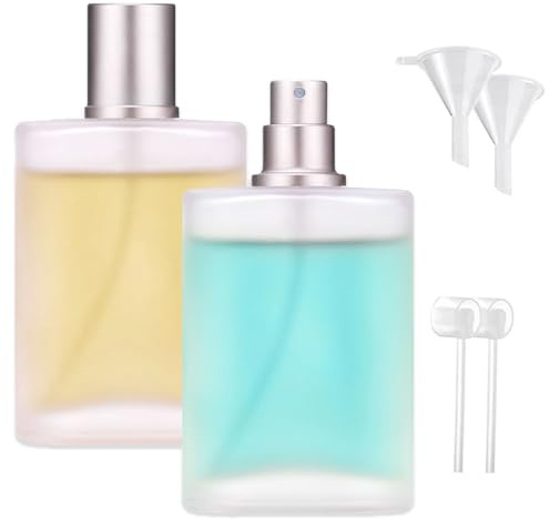 Nebulizzatore per profumo, 2 nebulizzatori portatili, da 50 ml, per profumo, profumo, vuoto, trasparente, per profumo, ricaricabili con imbuto, imbottigliatore per profumo portatile