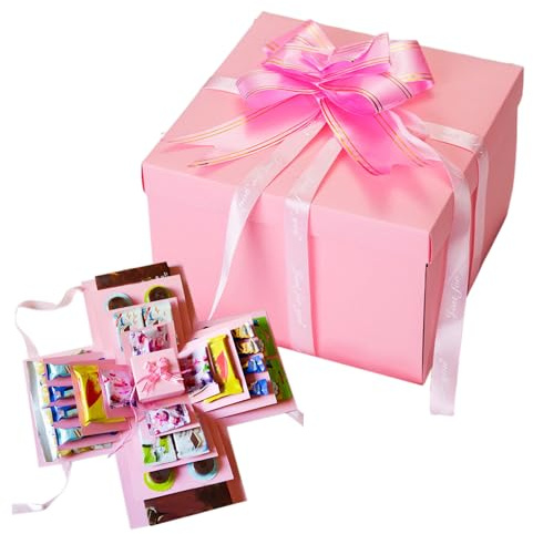 Boite Surprise Explosion à 5 Couches, Créative Boîte à Surprise Bricolage Explosion Box, Explosion Scrapbooking Gift Box Faite à La Main, pour Noël, Anniversaire, Saint-Valentin, Cadeau de Mariage