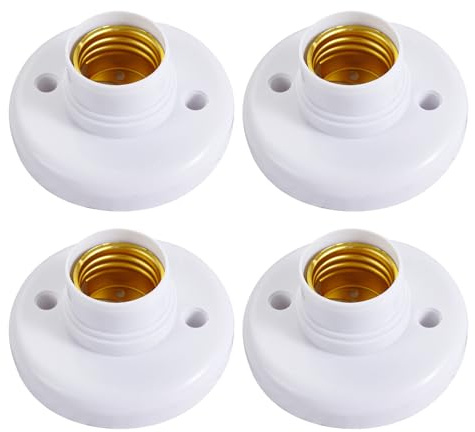 Soporte de bombilla de luz, zócalo de bombilla de potencia de 4 piezas, soporte de lámpara de plástico redondo E27, para techo de pared